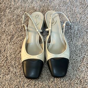 Sam Edelman Two-Tone Black and Cream Slingback Heels